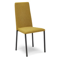 Set 2 sedie imbottita modello BETTY STYLE per interni, design moderno, gambe quadre in metallo, schienale e seduta rivestiti con tessuto morbido al tatto Senape