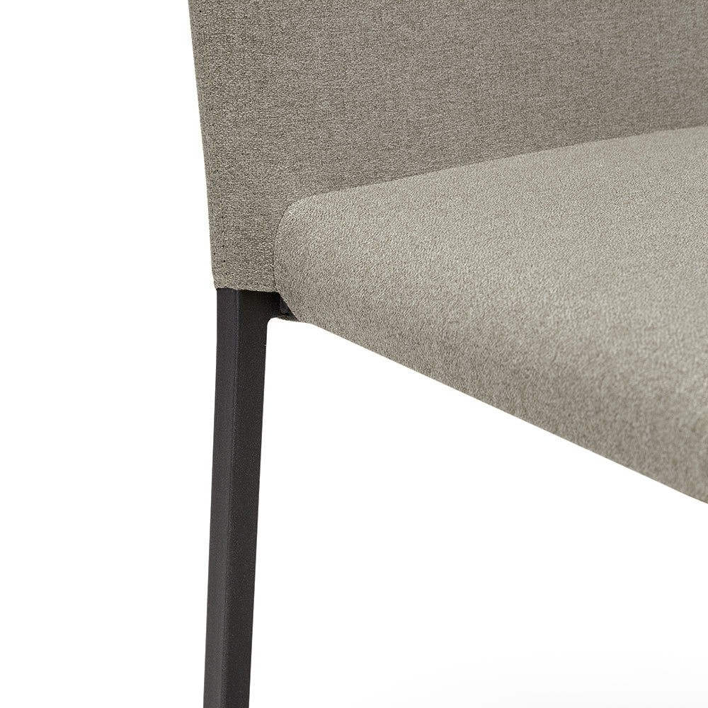 Set 6 sedie imbottita modello BETTY STYLE per interni, design moderno, gambe quadre in metallo, schienale e seduta rivestiti con tessuto morbido al tatto Terra