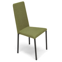 Sedia imbottita modello BETTY STYLE per interni, design moderno, gambe quadre in metallo, schienale e seduta rivestiti con tessuto morbido al tatto colore Verde Oliva