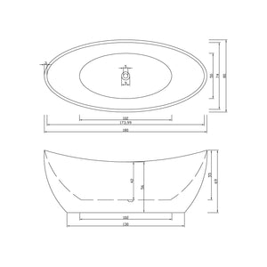 Vasca freestanding bianca 180 X 80 cm + Rubinetto a colonna – Beverly