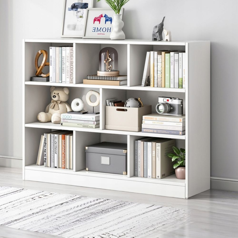 Scaffale Moderno Bianco 8 Ripiani con Cassettiera Grande Armadio Aperto