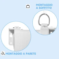 Telo Proiettore 80" 16:9 con Corda di Regolazione, in Plastica e Metallo, 187x8x150 cm, Bianco