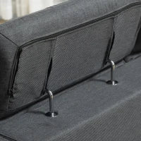 Divano Angolare 3 Posti in Tessuto con Poggiatesta Regolabili, 249.5x162.5x95cm, Grigio Scuro