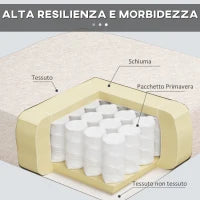 Divano Letto 3 Posti in Tessuto con Poggiapiedi e Schienale a 5 Reclinazioni, 213x91x83cm, Crema