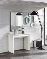 E-STYLO Consolle allungabile con top bianco in MDF laccato antigraffio e gambe bianche in MDF laccato antigraffio, 90cm X 42,5/302,5cm H. 76cm.