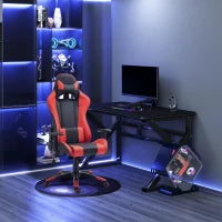 Sedia Gaming Professionale Girevole，Sedia da Ufficio Reclinabile con Sostegno Lombare e Collo PVC 67 x 67 x 123-132cm Nero-rosso