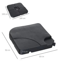 Set 4pz Base per Ombrellone da Giardino in Plastica 50 × 50 × 7.5cm