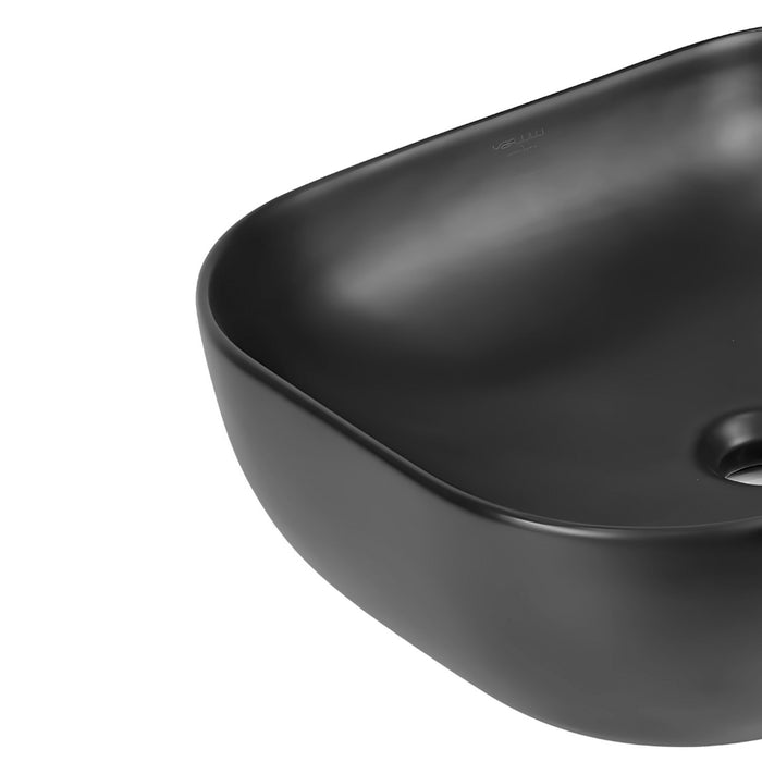 Lavabo da appoggio ceramica nero ovale lavandino arredo 50,5x40,5x14 cm *** confezione 1