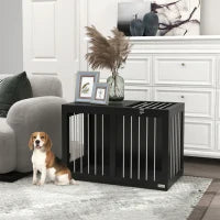 Gabbia per Cani Trasportino, 2 Porte Bloccabili, Griglie in Acciaio, 80 x 50 x 56,5 cm, Nero