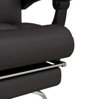 Poltrona da Ufficio Massaggiante in Finta Pelle con Poggiapiedi e Reclinazione, Marrone