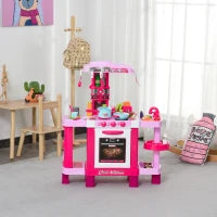 Cucina Giocattolo per Bambini con 38 Accessori Inclusi, con Luci e Suoni Realistici, 78x29x87 cm, Rosa
