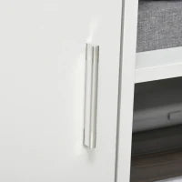 Mobiletto Porta Stampante con Ripiani Aperti e Armadietto in Legno, 60x50x65.5cm, Bianco