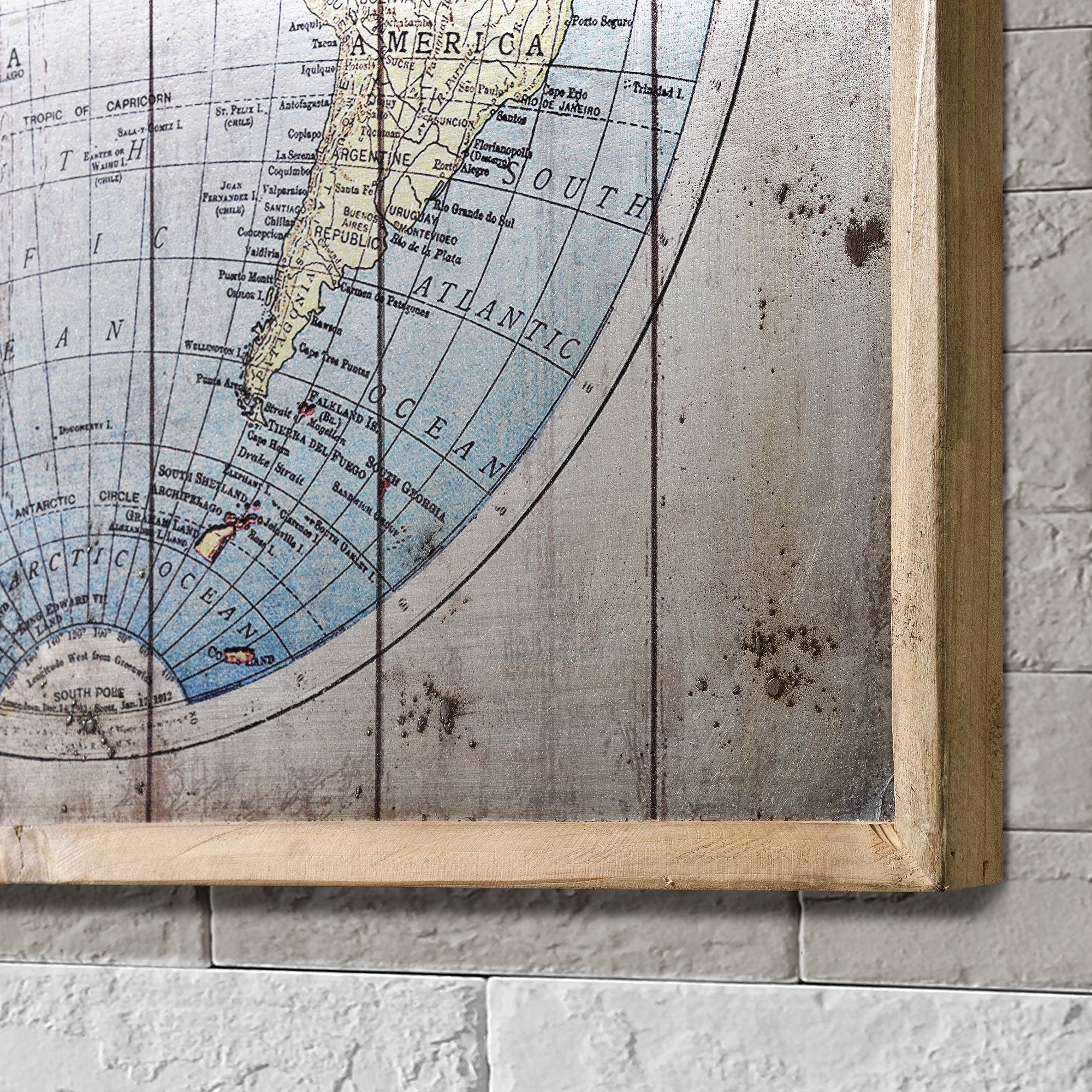 [art.work] Quadro murale su pannello di aluminio incorniciato 60x60cm mappa America