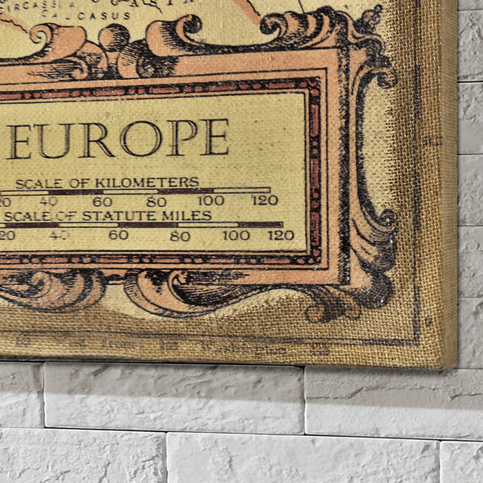 [art.work] Quadro murale su tela incorniciato 80x120cm mappa di Europa