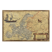 [art.work] Quadro murale su tela incorniciato 80x120cm mappa di Europa