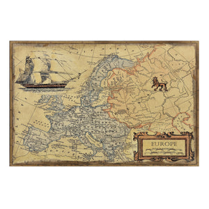 [art.work] Quadro murale su tela incorniciato 80x120cm mappa di Europa