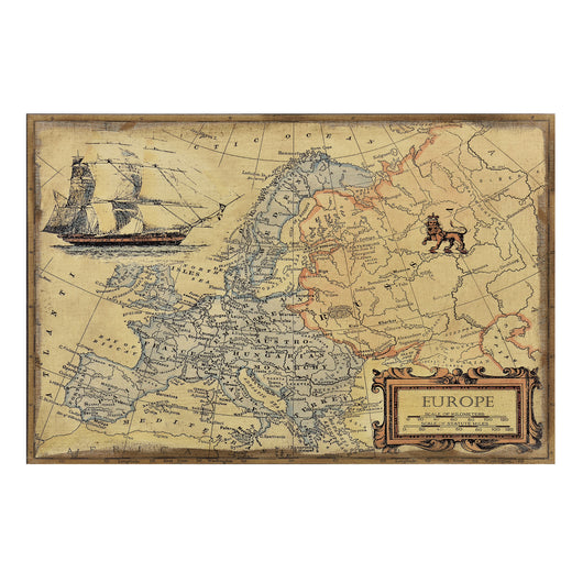 [art.work] Quadro murale su tela incorniciato 80x120cm mappa di Europa