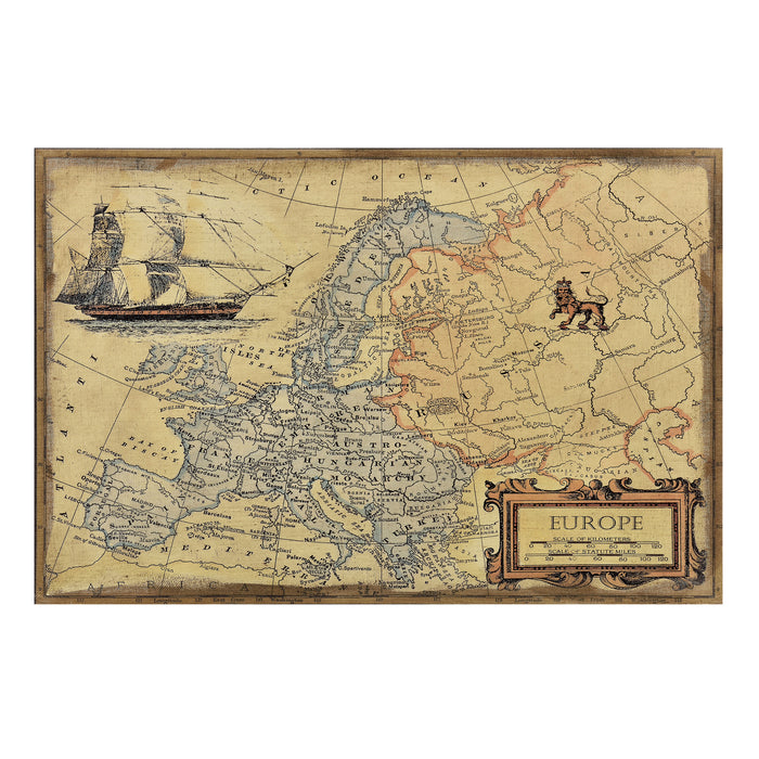 [art.work] Quadro murale su tela incorniciato 80x120cm mappa di Europa