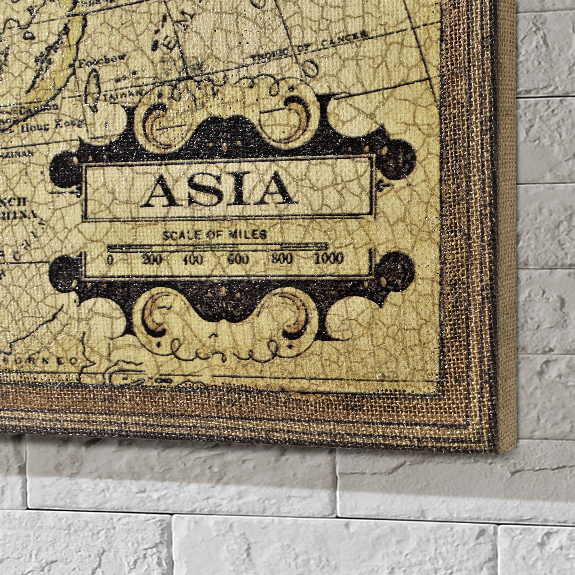 [art.work] Quadro murale su tela incorniciato 60x80cm mappa Asia