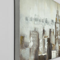 [art.work] Quadro murale originale dipinto a mano con motivo grattacielo su tela incl. cornice barella