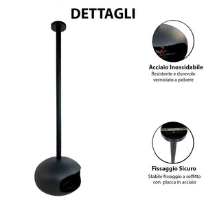 Tempo Style - Camino a Bioetanolo da Soffitto Skyfall – Design Sospeso, Fiamma Reale a 360°, Senza Canna Fumaria