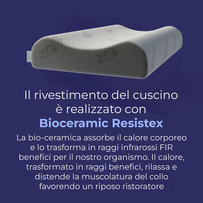 Cuscino in memory foam con Gel - Cervicale e Termoregolatore - Stop al Sudore - Kratos - 72x42x12/8/9cm
