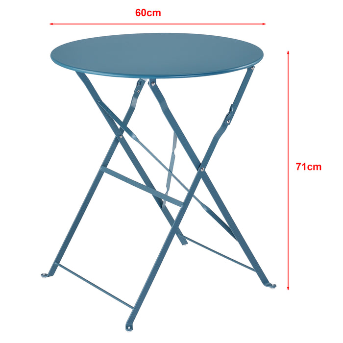 Set Bistrot Caprile da Esterno con Tavolino Rotondo e 2 Sedie in Acciaio Turchese [en.casa]