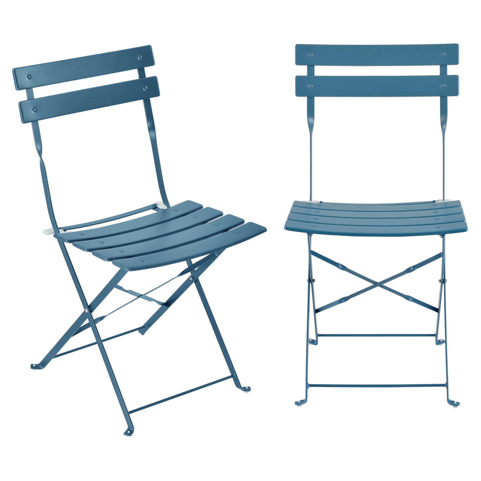 Set Bistrot Caprile da Esterno con Tavolino Rotondo e 2 Sedie in Acciaio Turchese [en.casa]