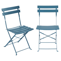 Set Bistrot Caprile da Esterno con Tavolino Rotondo e 2 Sedie in Acciaio Turchese [en.casa]