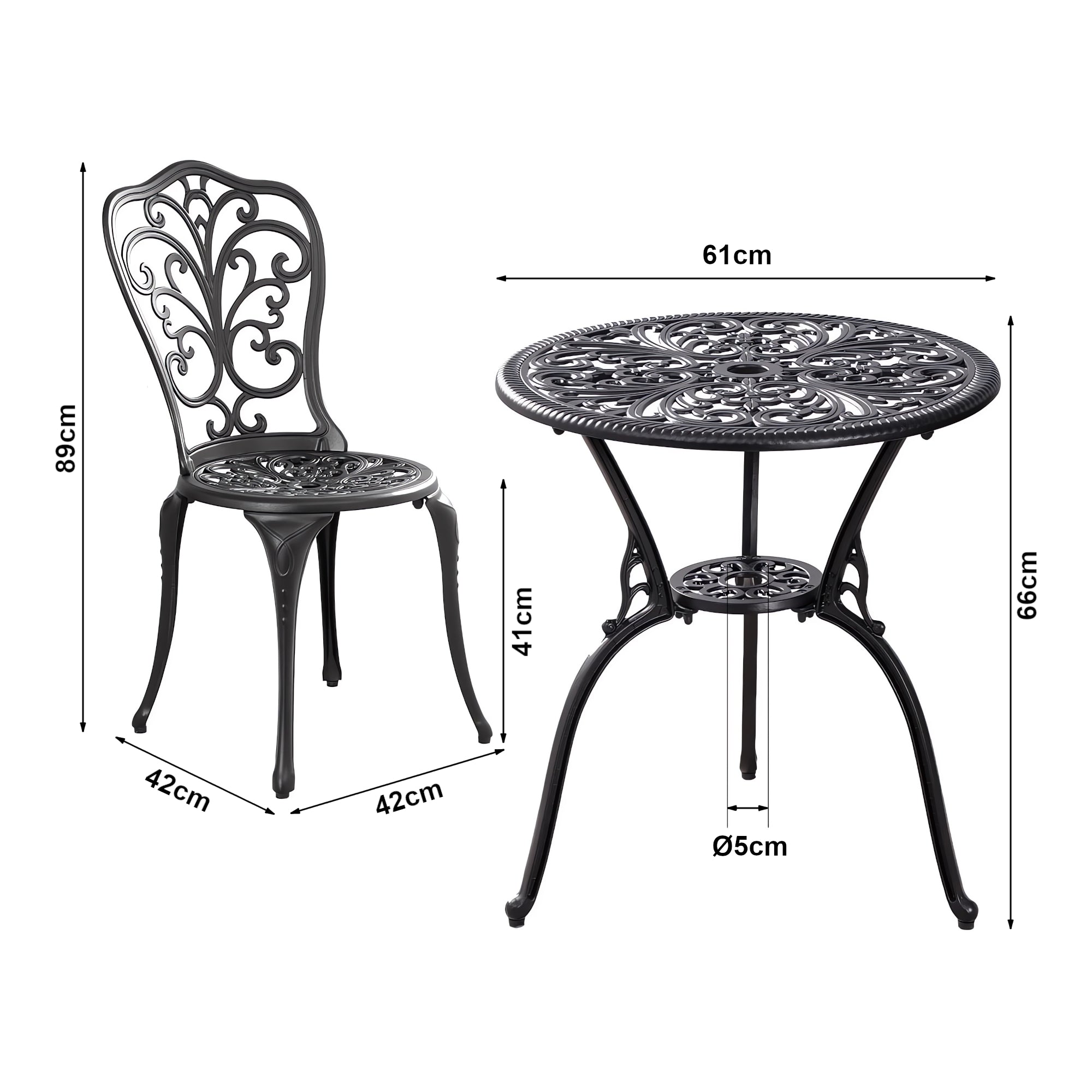 Set da Bistrot Lupsam Tavolo Rotondo e 2 Sedie in Alluminio - Bianco casa.pro