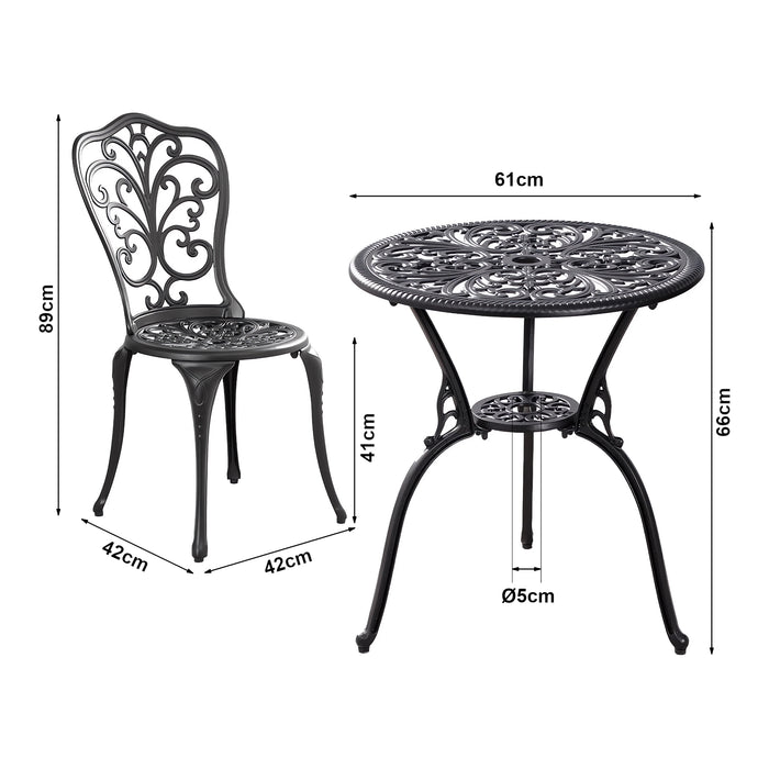 Set da Bistrot Lupsam Tavolo Rotondo e 2 Sedie in Alluminio - Bianco casa.pro