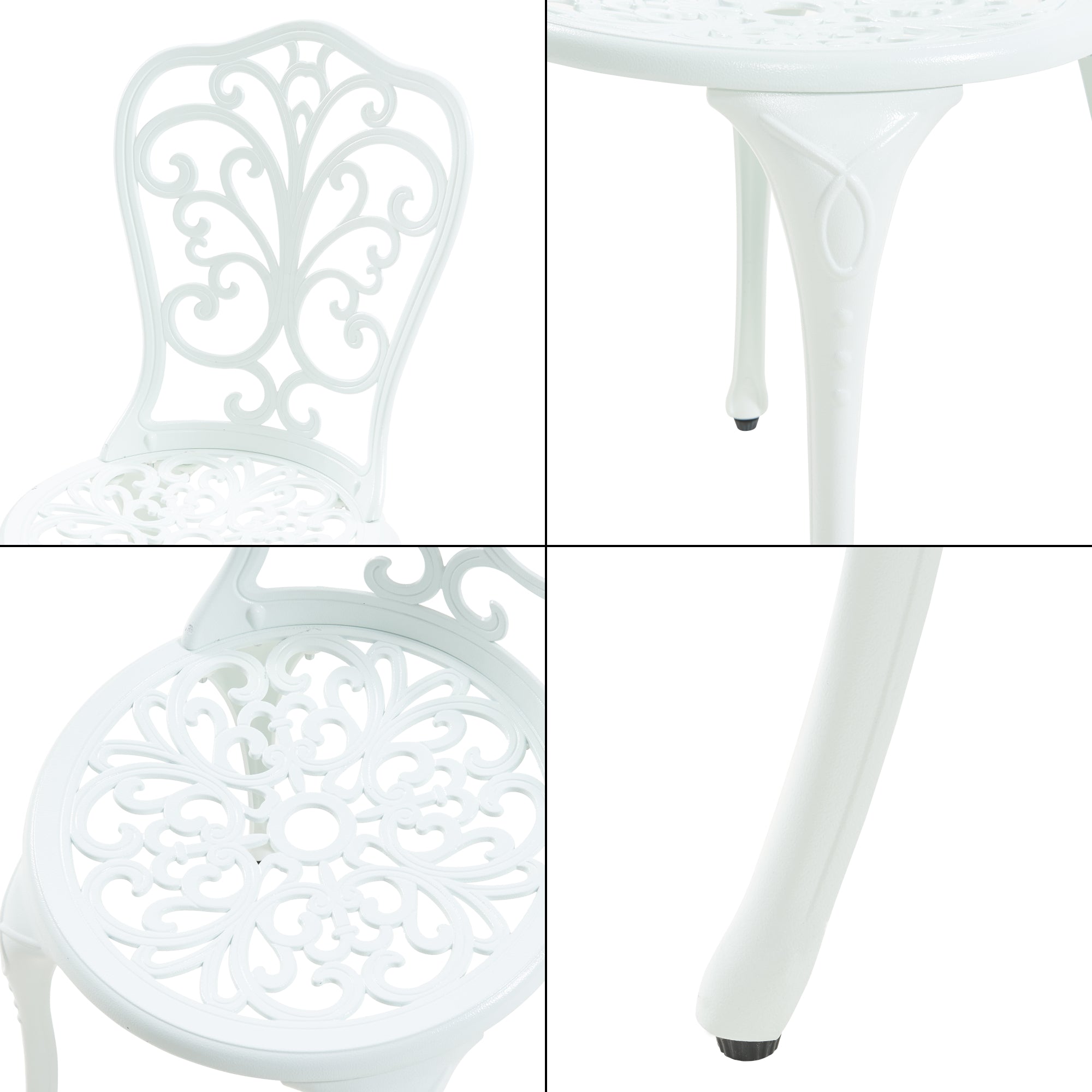 Set da Bistrot Lupsam Tavolo Rotondo e 2 Sedie in Alluminio - Bianco casa.pro