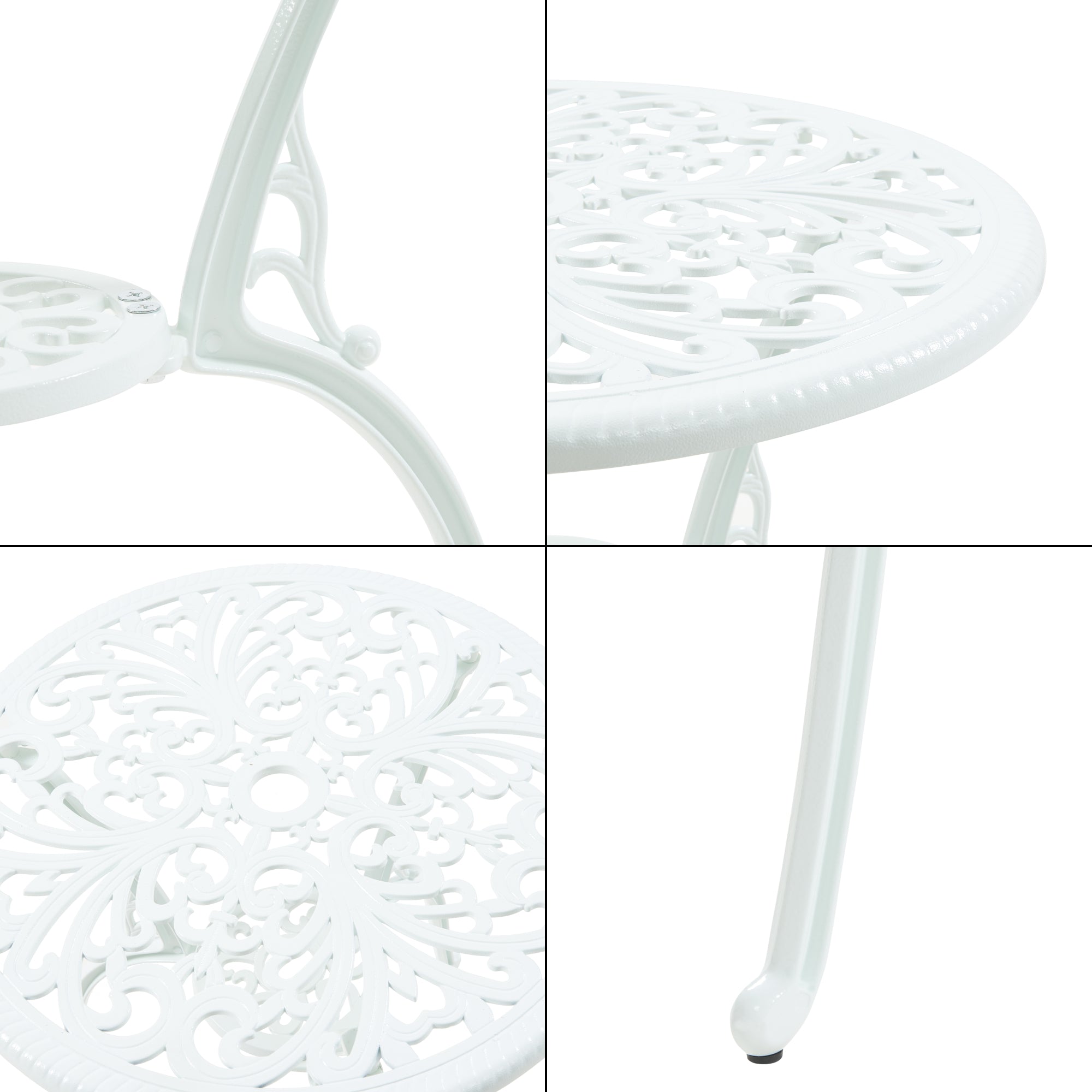 Set da Bistrot Lupsam Tavolo Rotondo e 2 Sedie in Alluminio - Bianco casa.pro