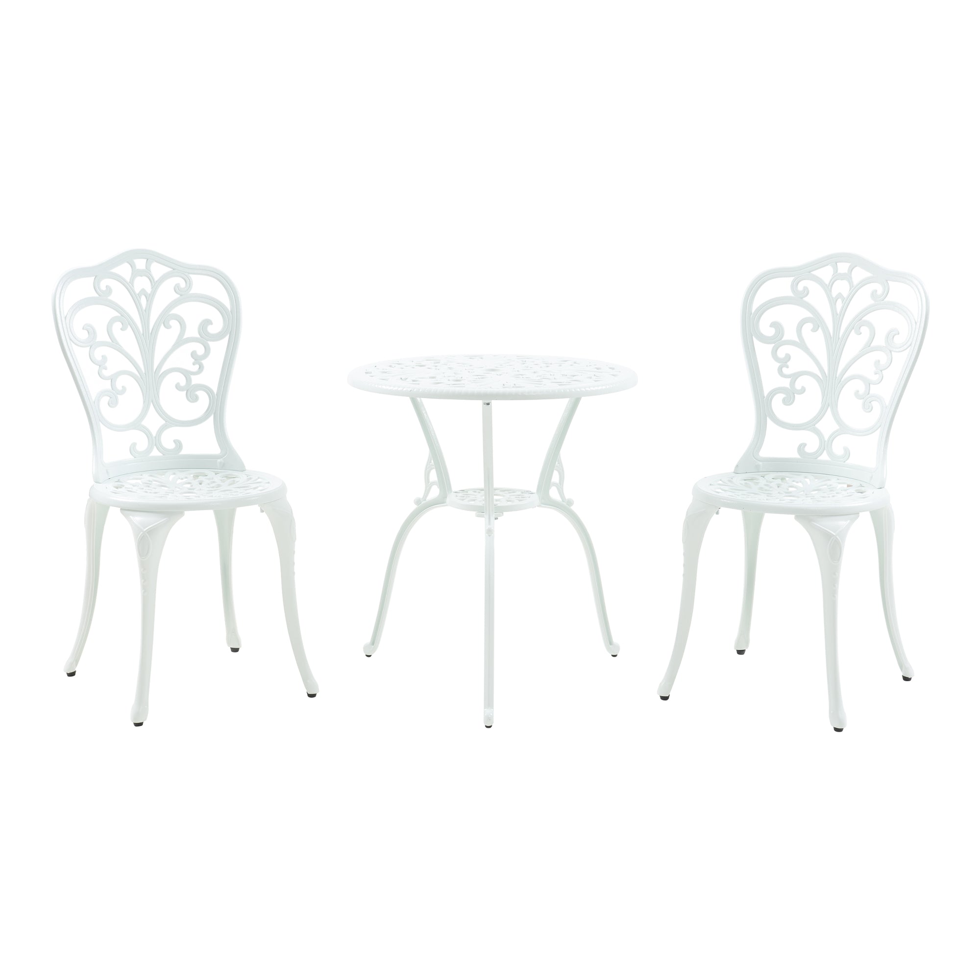 Set da Bistrot Lupsam Tavolo Rotondo e 2 Sedie in Alluminio - Bianco casa.pro