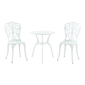 Set da Bistrot Lupsam Tavolo Rotondo e 2 Sedie in Alluminio - Bianco casa.pro