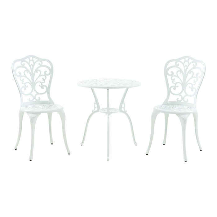 Set da Bistrot Lupsam Tavolo Rotondo e 2 Sedie in Alluminio - Bianco casa.pro