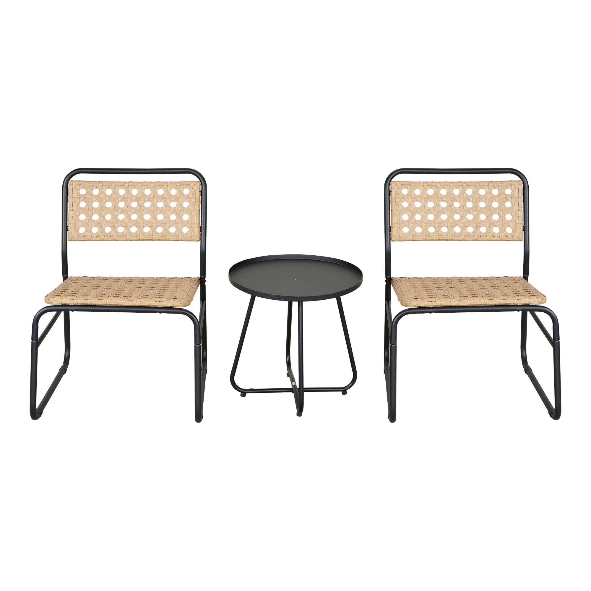Set da bistrot con tavolino e 2 sedie beige e nere 03_0009406