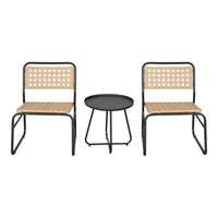 Set da bistrot con tavolino e 2 sedie beige e nere 03_0009406