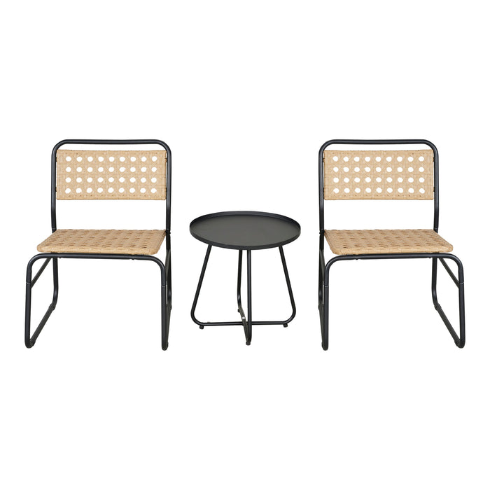 Set da bistrot con tavolino e 2 sedie beige e nere 03_0009406