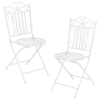 Set Bistrot Biella da Esterno con Tavolo Rotondo e 2 Sedie in Metallo Decorativo - Bianco [en.casa]