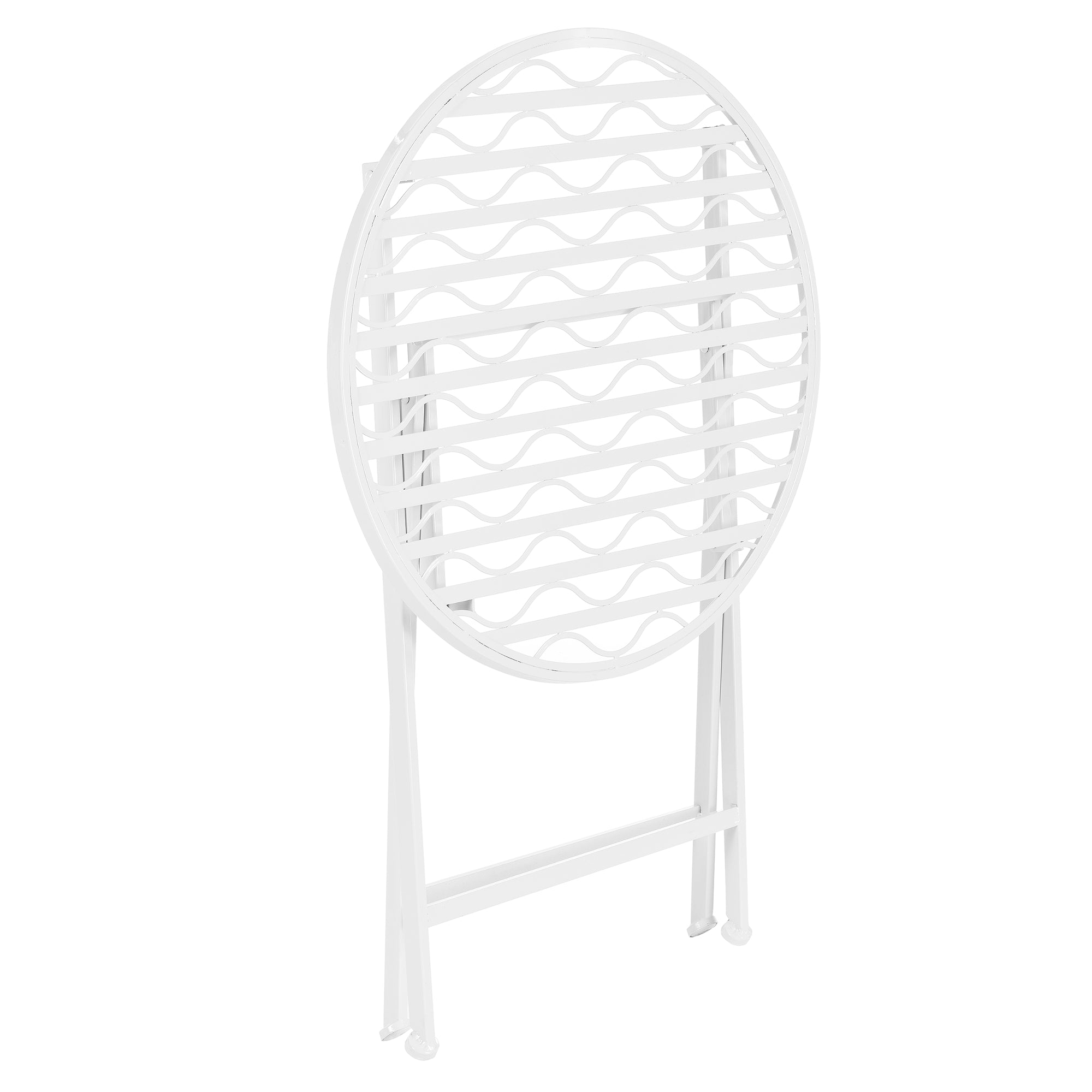 Set Bistrot Biella da Esterno con Tavolo Rotondo e 2 Sedie in Metallo Decorativo - Bianco [en.casa]