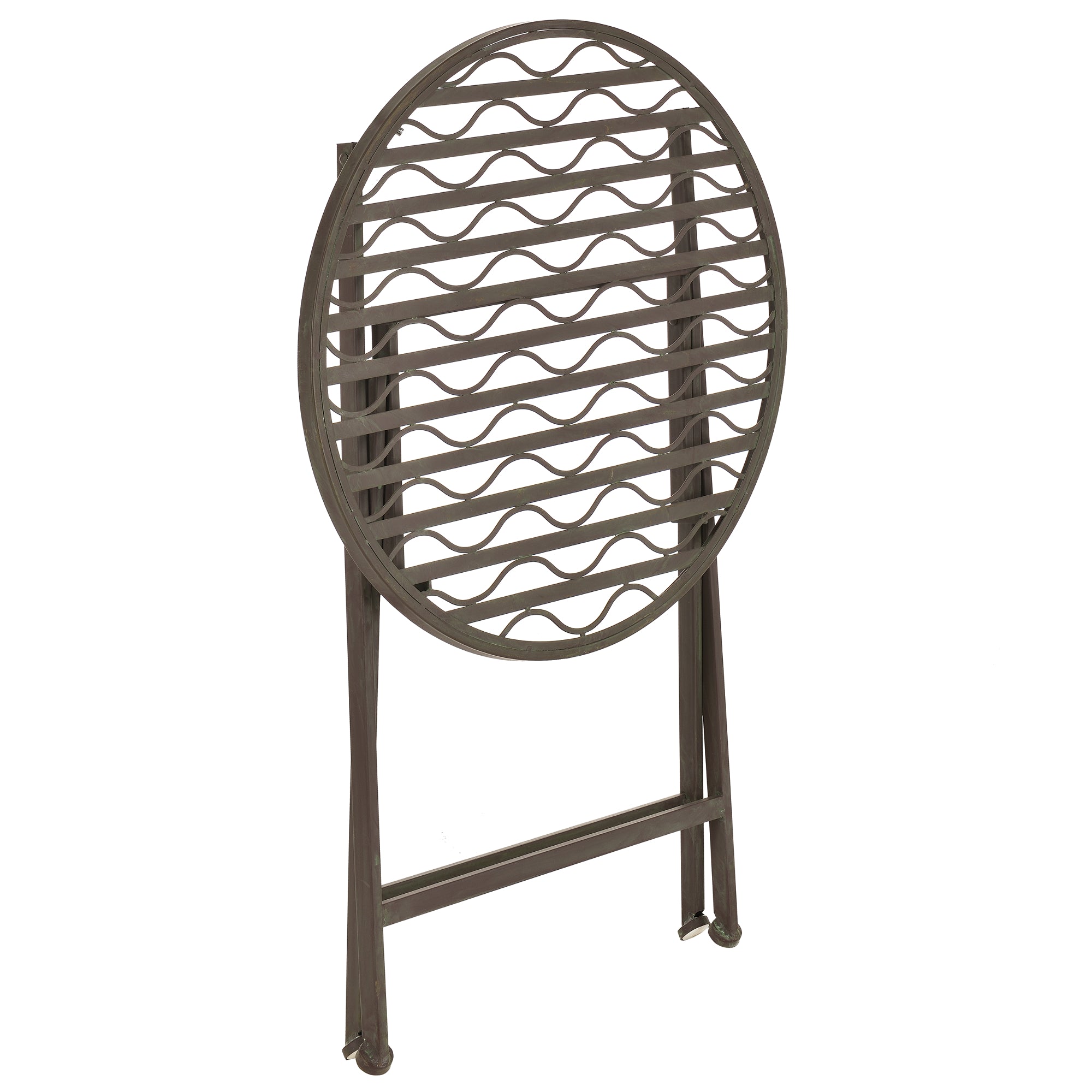 Set Bistrot Biella da Esterno con Tavolo Rotondo e 2 Sedie in Metallo Decorativo - Verde [en.casa]