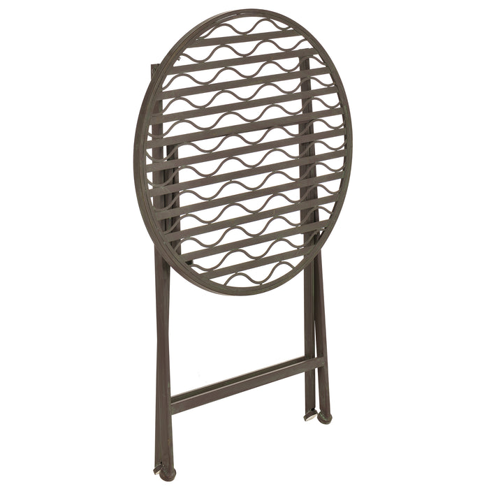 Set Bistrot Biella da Esterno con Tavolo Rotondo e 2 Sedie in Metallo Decorativo - Verde [en.casa]