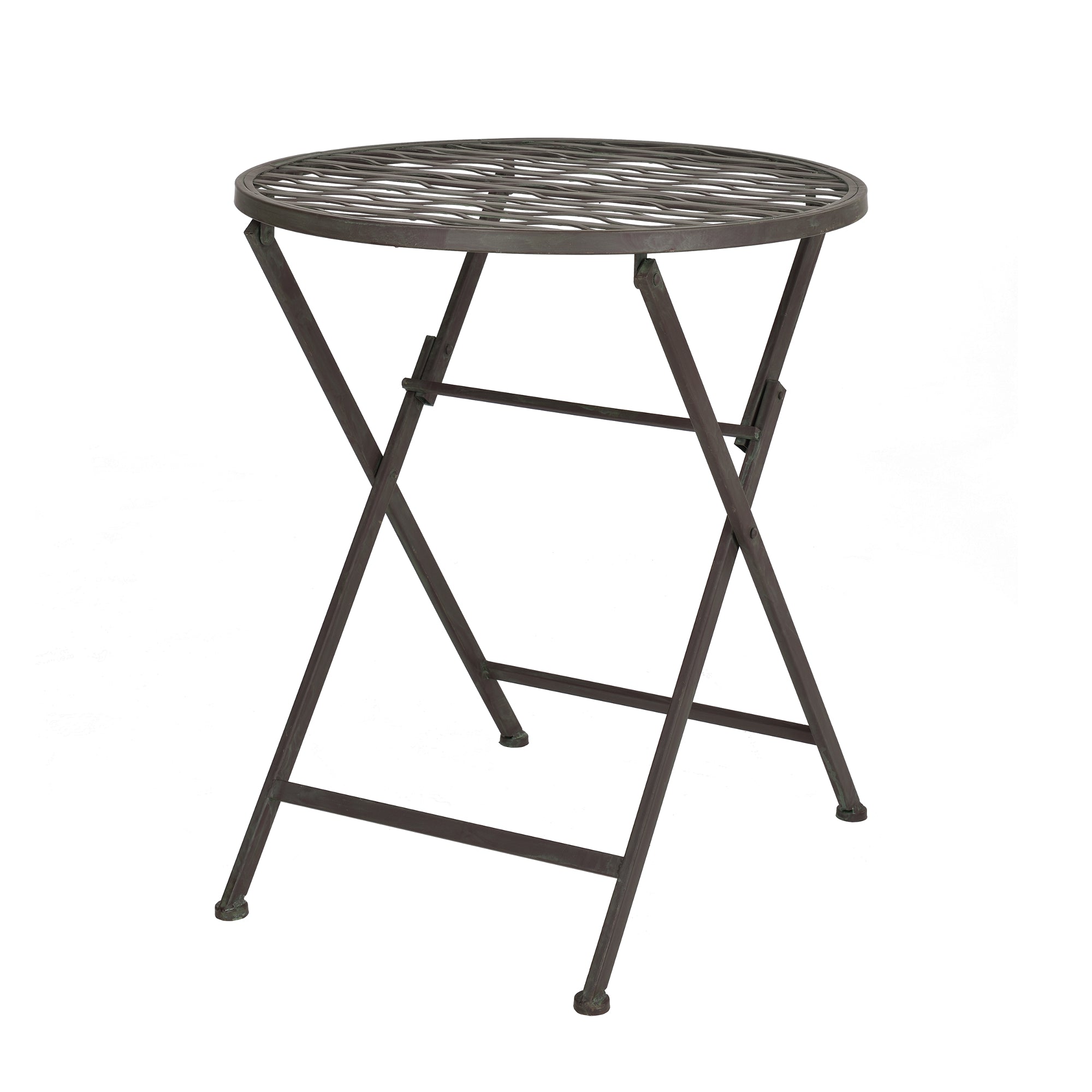 Set Bistrot Biella da Esterno con Tavolo Rotondo e 2 Sedie in Metallo Decorativo - Verde [en.casa]