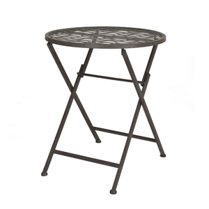 Set Bistrot Biella da Esterno con Tavolo Rotondo e 2 Sedie in Metallo Decorativo - Verde [en.casa]