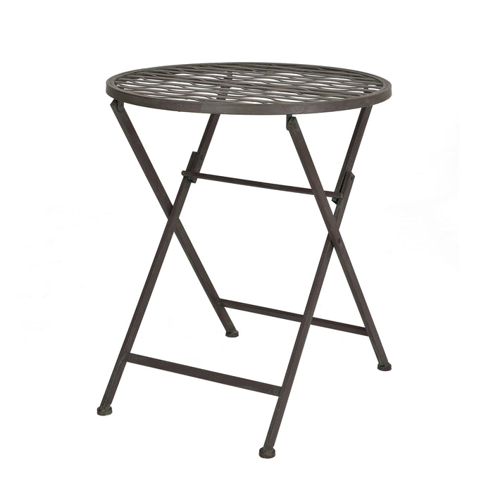 Set Bistrot Biella da Esterno con Tavolo Rotondo e 2 Sedie in Metallo Decorativo - Verde [en.casa]