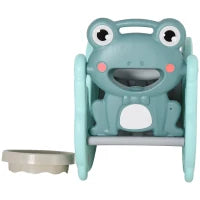 3-in-1 Cavallo a Dondolo Scivolo per Bambini e Canestro, Età 18-36 mesi, per Casa e Giardino, Verde