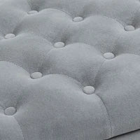 Panca Fondo Letto in Tessuto Vellutato con Spazio Portaoggetti e Braccioli, 126x48.5x57 cm, Grigio