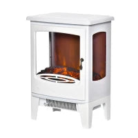 Camino Elettrico Effetto Fiamma e 3 Lati Aperti, Temperatura Regolabile 900W-1800W, Copertura 20-25m², 39x26x54.8cm, Bianco
