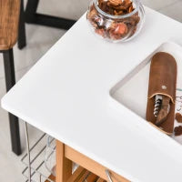 Carrello da Cucina con 1 Cassetto, 4 Cestelli Metallici e 2 Ripiani Portaspezie in Legno 47 x 37 x 83 cm Marrone